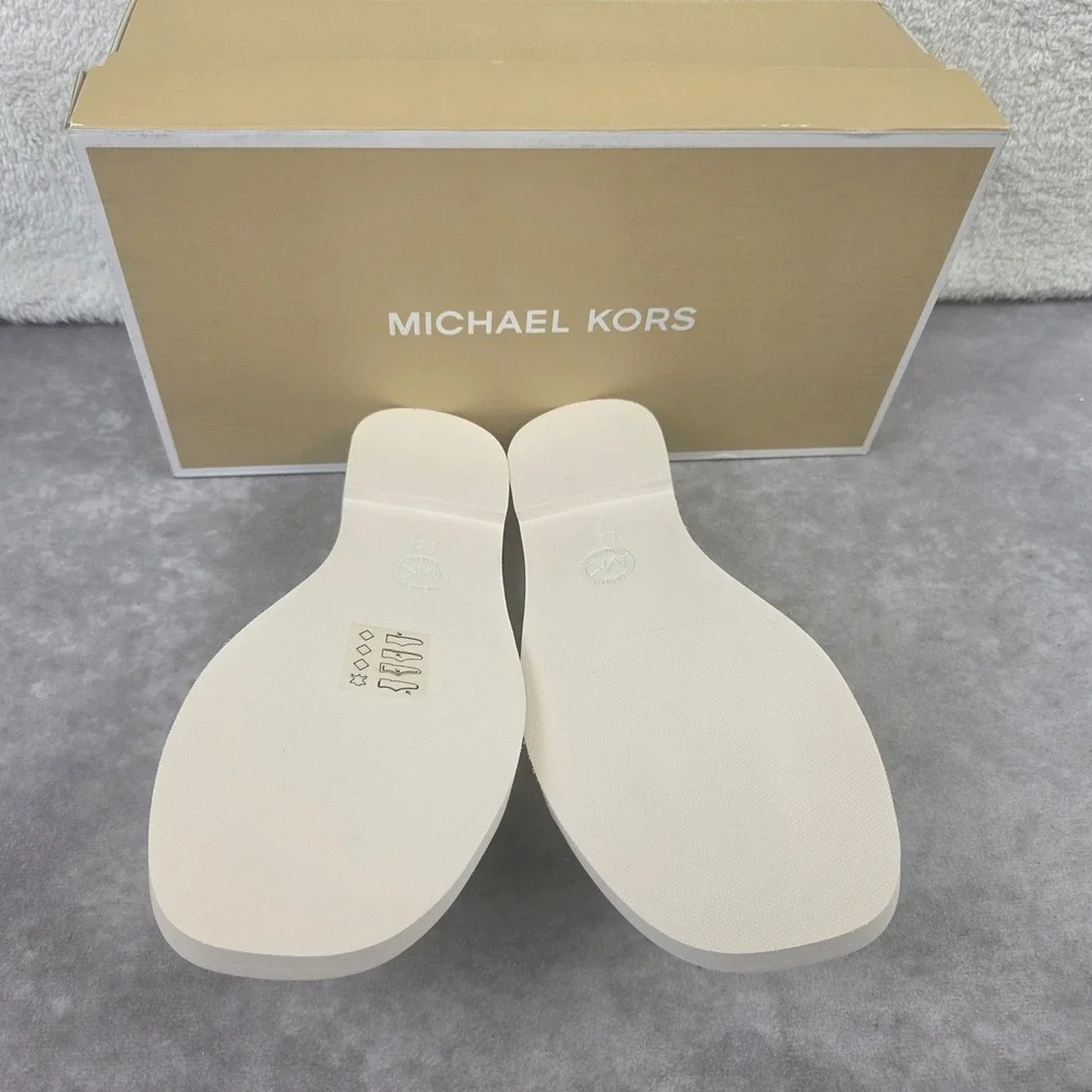 Michael Kors Glenda Sandals Pale Blue Croc Embossed Slide 40S2GLFP1E Mens 6.5 M